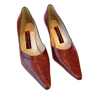 RICKARD SHAH vintage pointed toe pumps, burnt orange, 8 1/2 EU